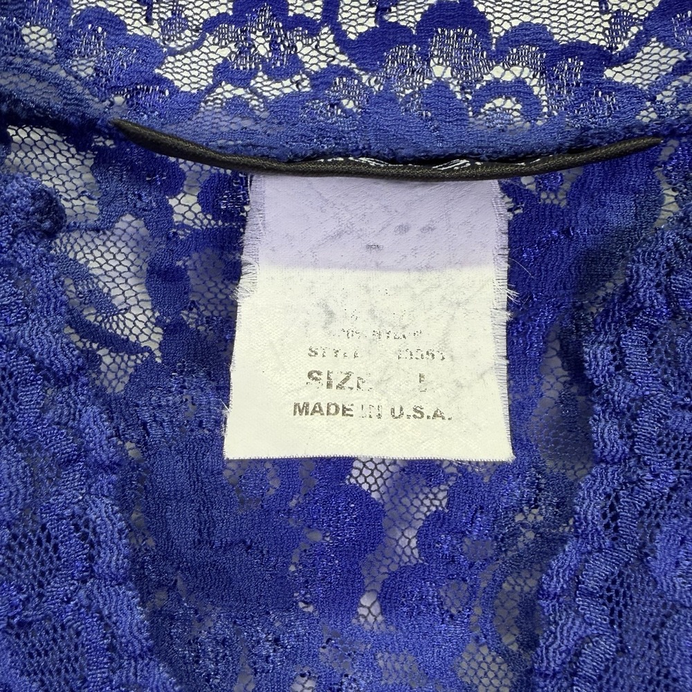 Vintage Dialogue Woman's Lace Blouse Cardigan Size L Royal Blue Feminine Layer‎ - Picture 5 of 12
